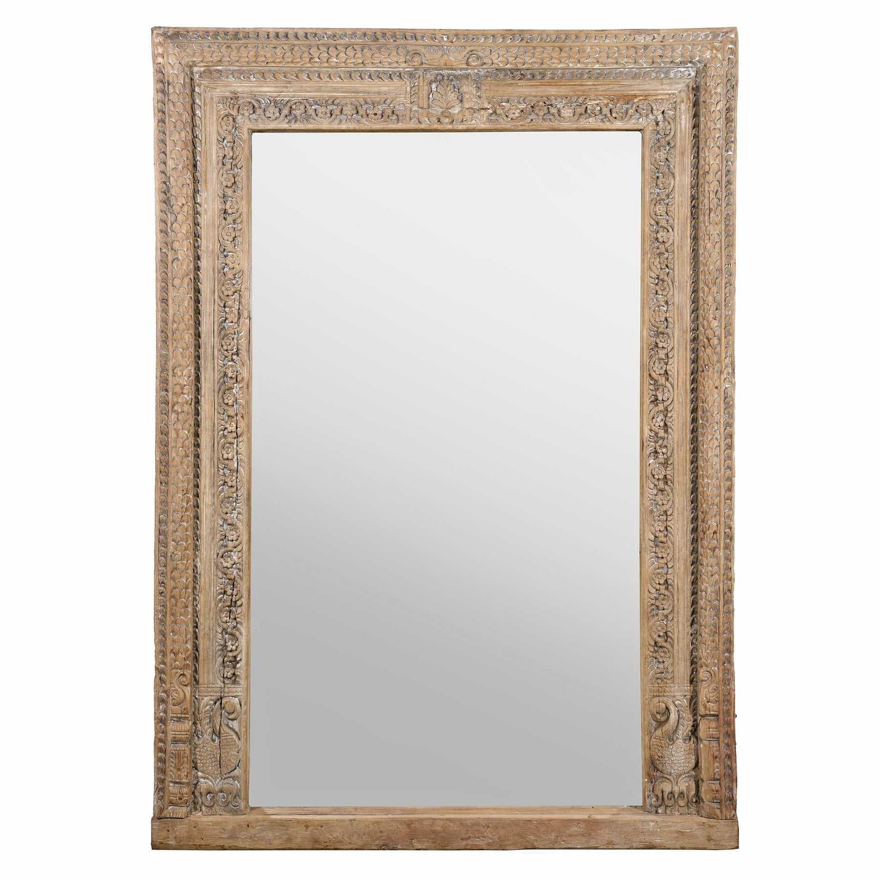 Mirror Made From An Old Carved Teak Door - 19thC