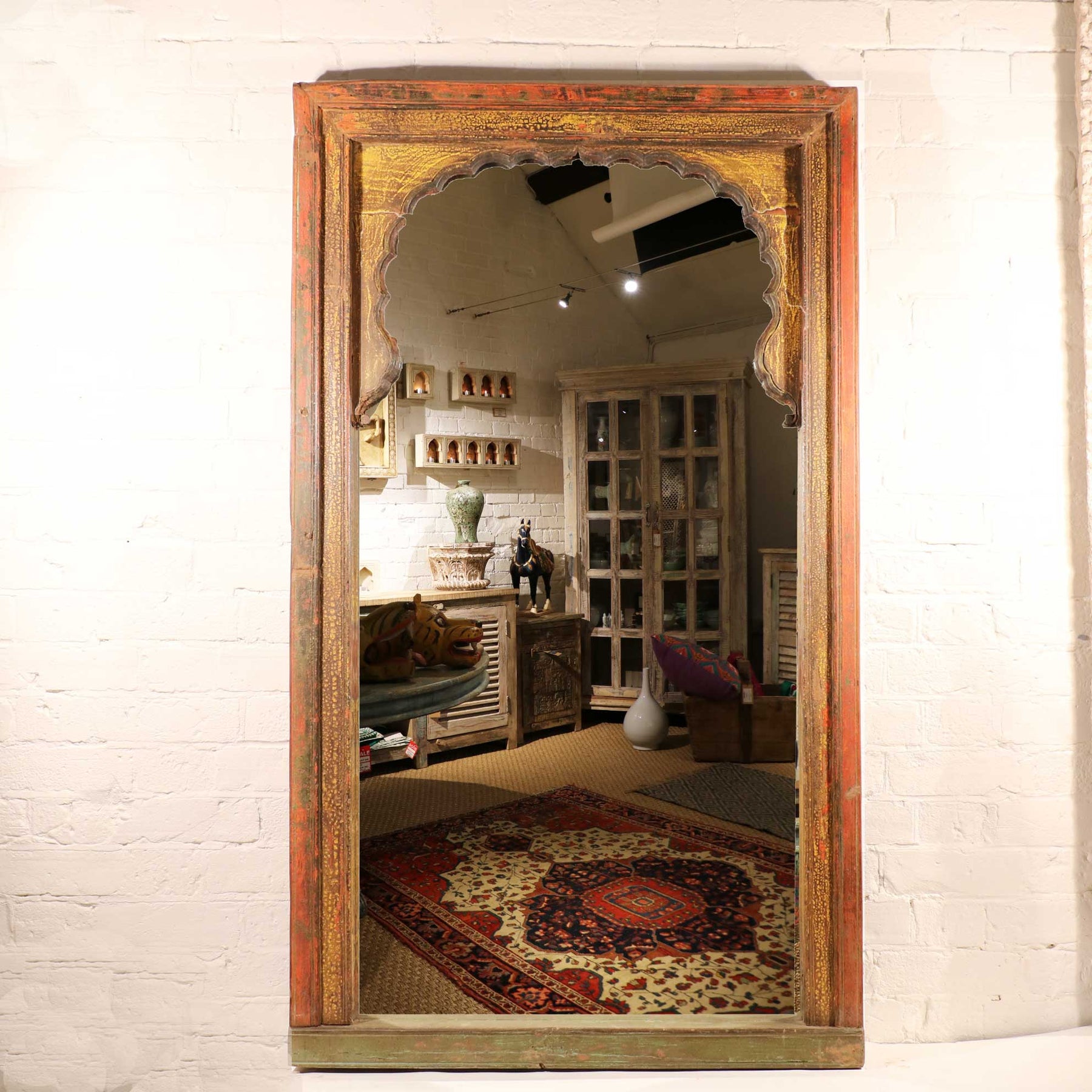 Mirror Made From An Old Indian Painted Window - 19thC