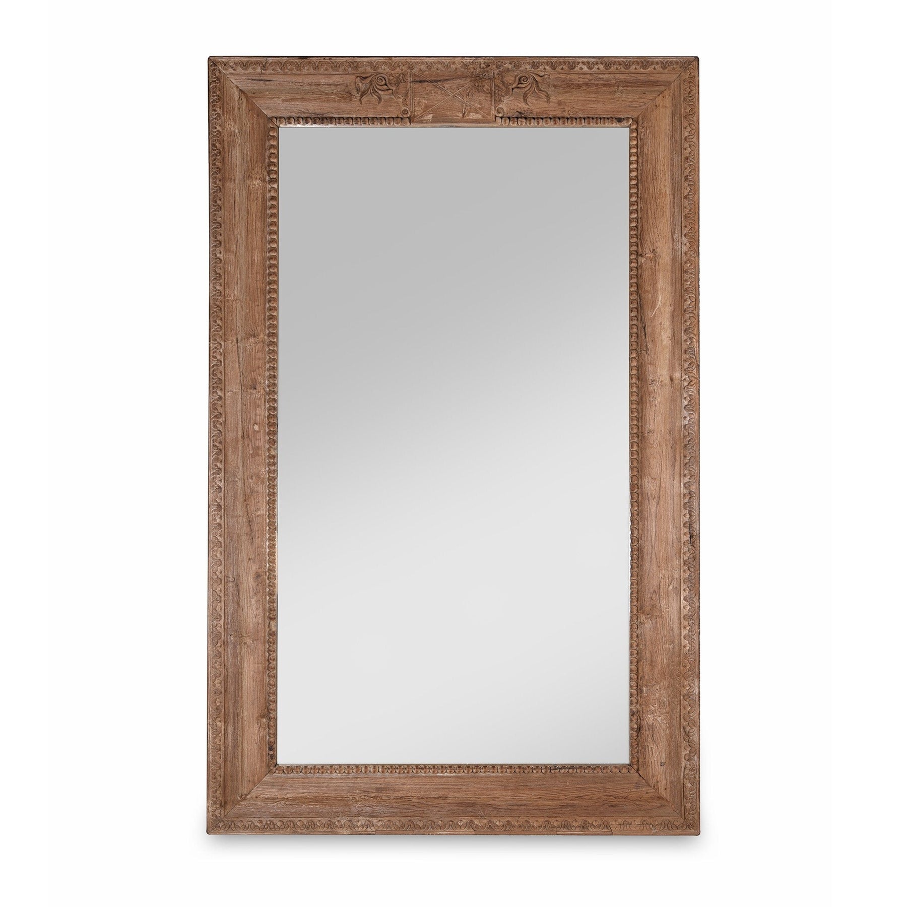 Mirror Made From An Old Teak Door From Andra Pradesh - 19thC
