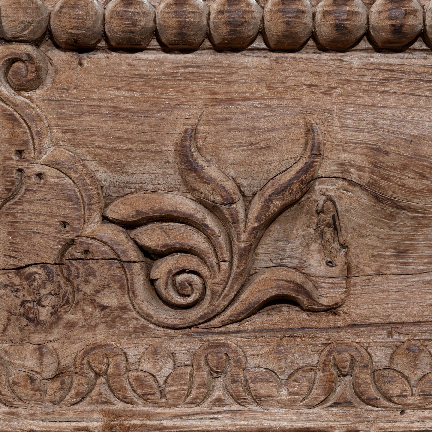 Mirror Made From An Old Teak Door From Andra Pradesh - 19thC