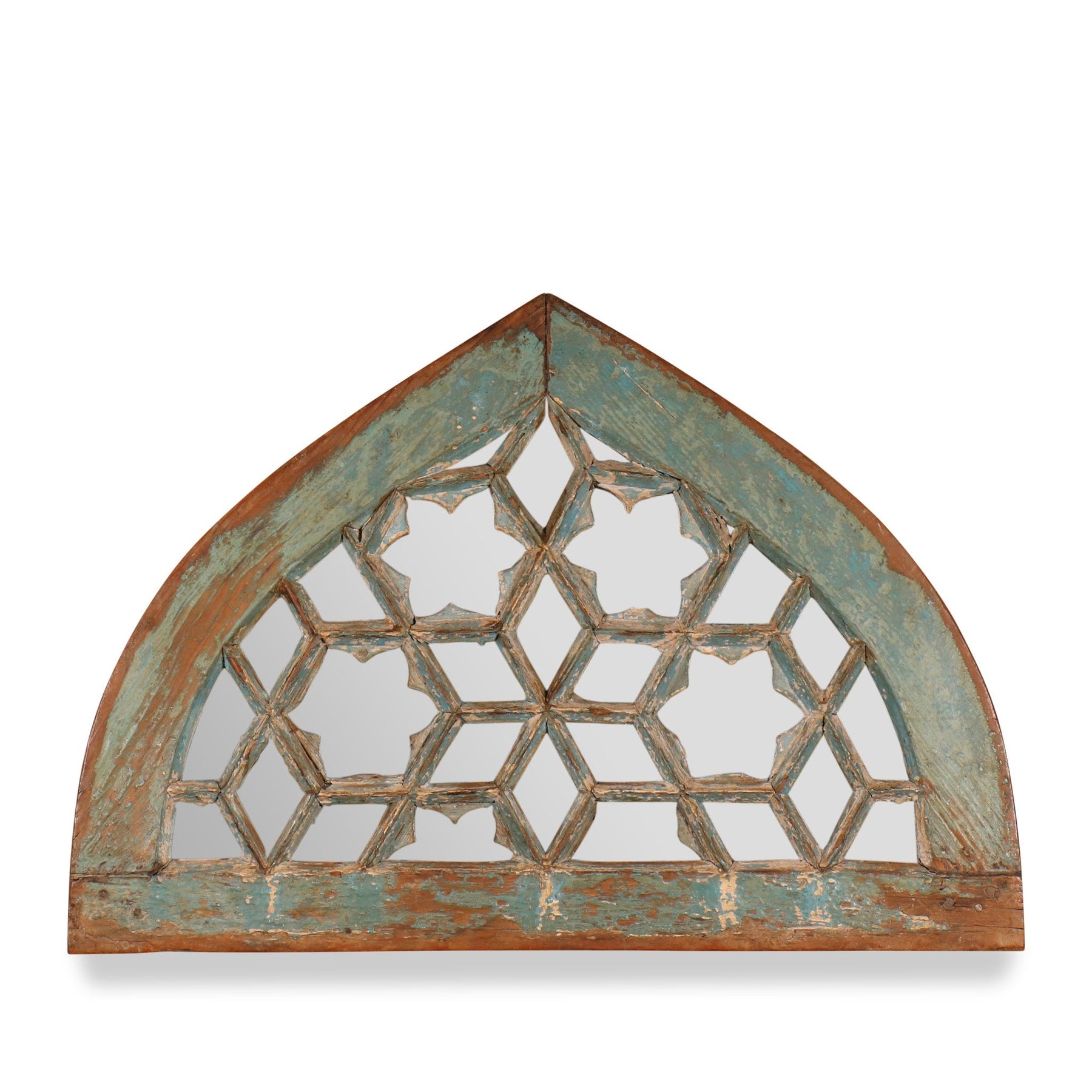 Old Teak Fanlight Mirror - 19thC