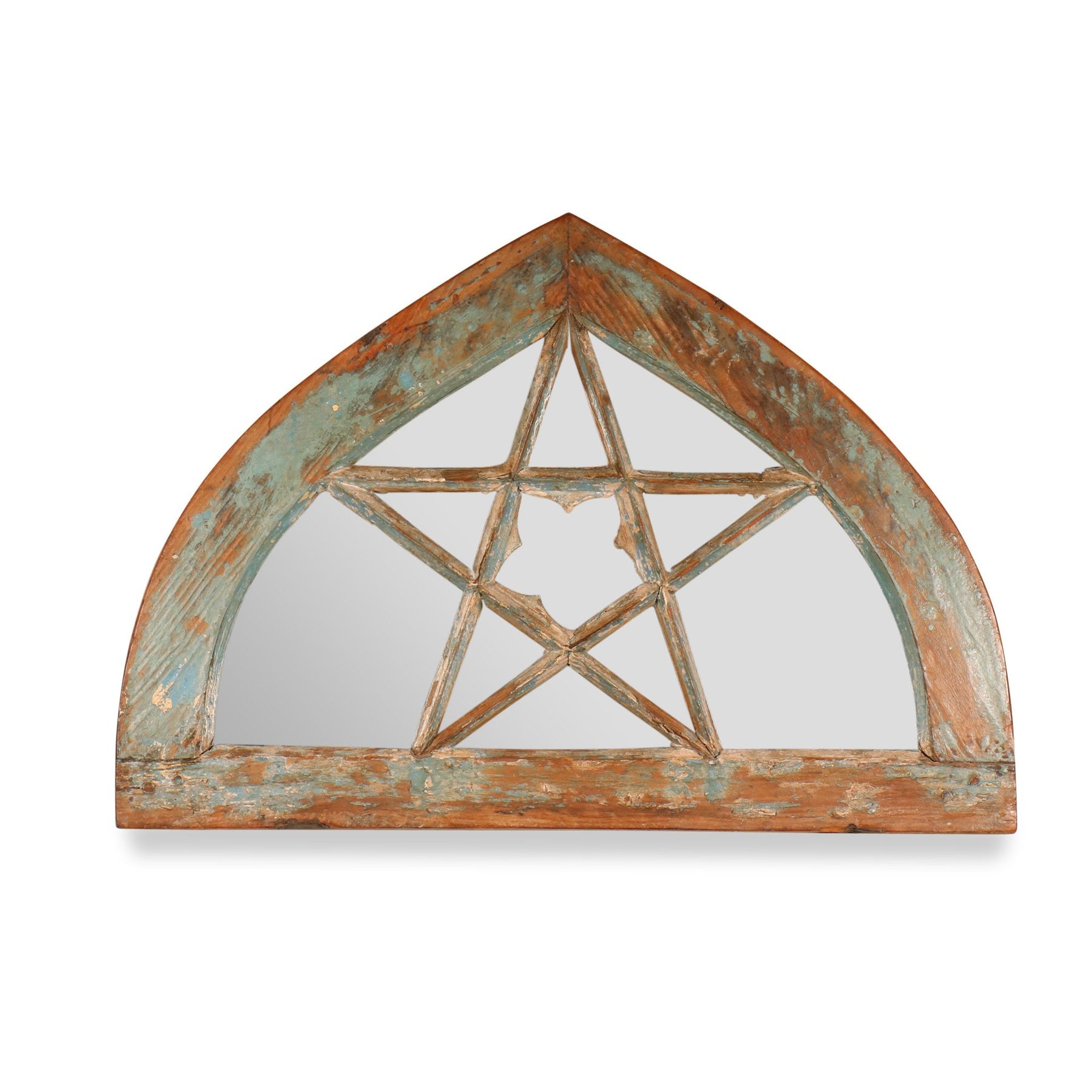 Old Teak Fanlight Mirror - 19thC