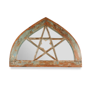 Old Teak Fanlight Mirror - 19thC