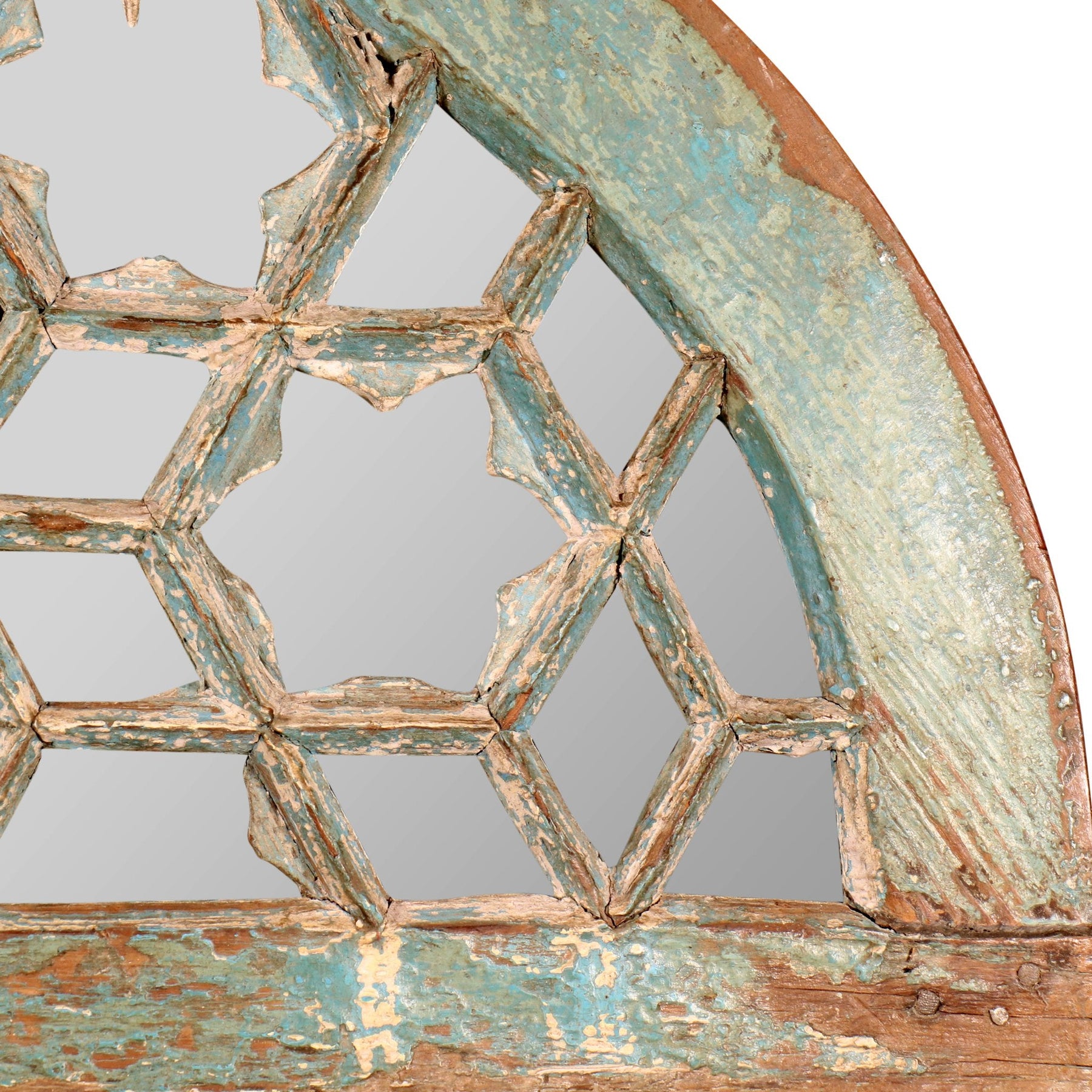 Old Teak Fanlight Mirror - 19thC
