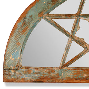 Old Teak Fanlight Mirror - 19thC