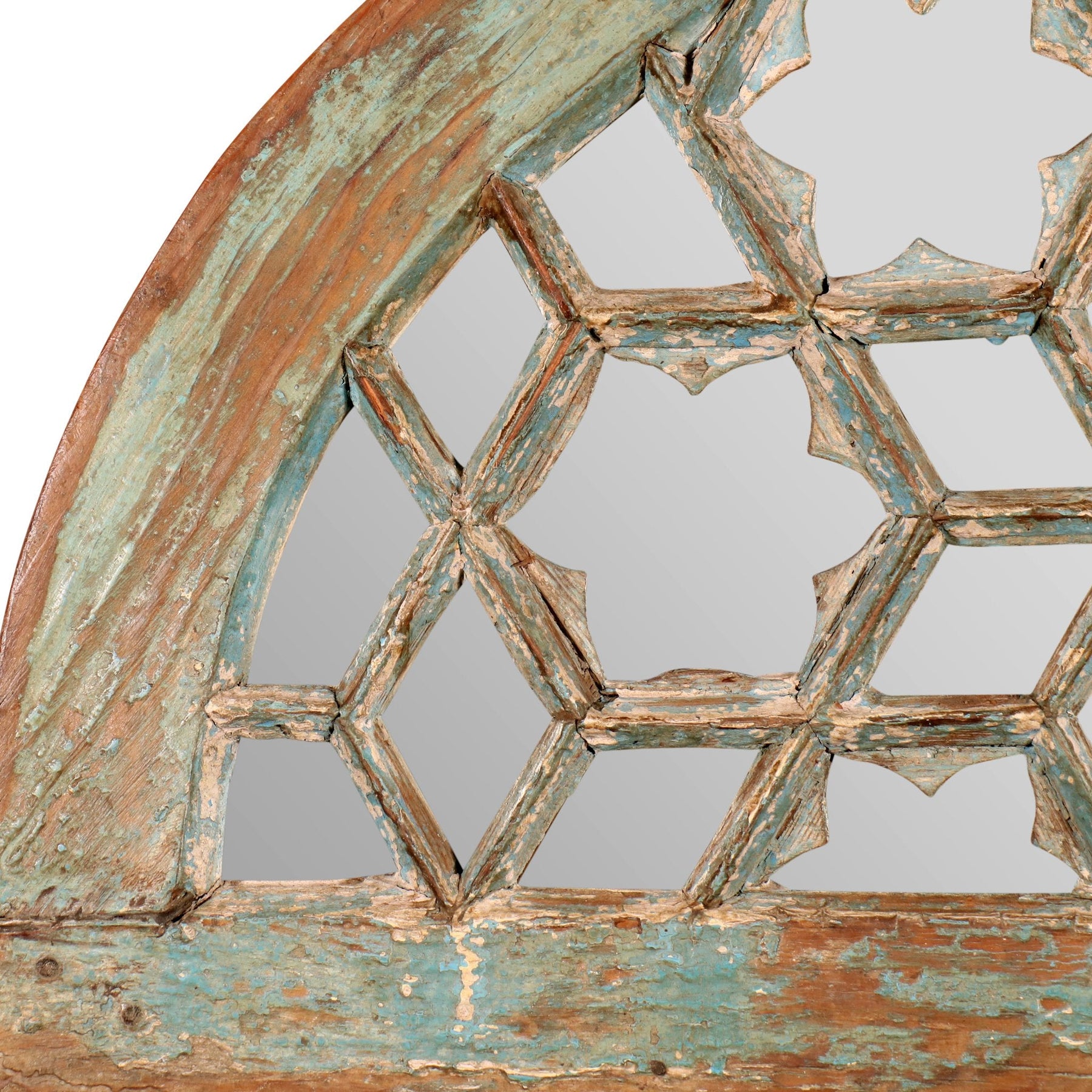 Old Teak Fanlight Mirror - 19thC