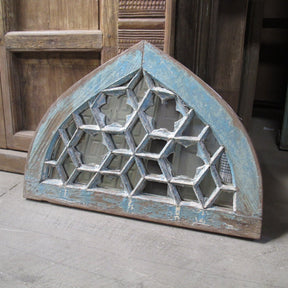Old Teak Fanlight Mirror - 19thC