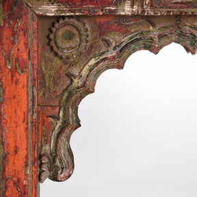 Painted Indian House Shrine Mirror From Gujarat - 19thC