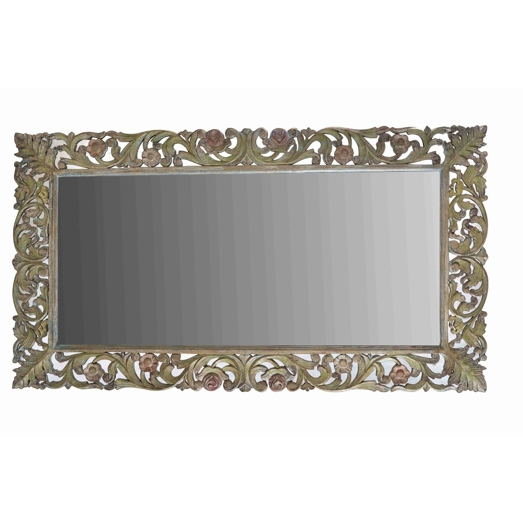 Painted Indian Mirror Made From Mango Wood