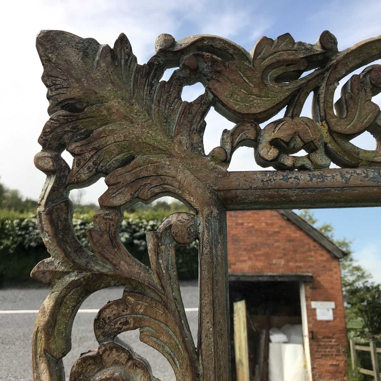 Painted Indian Mirror Made From Mango Wood
