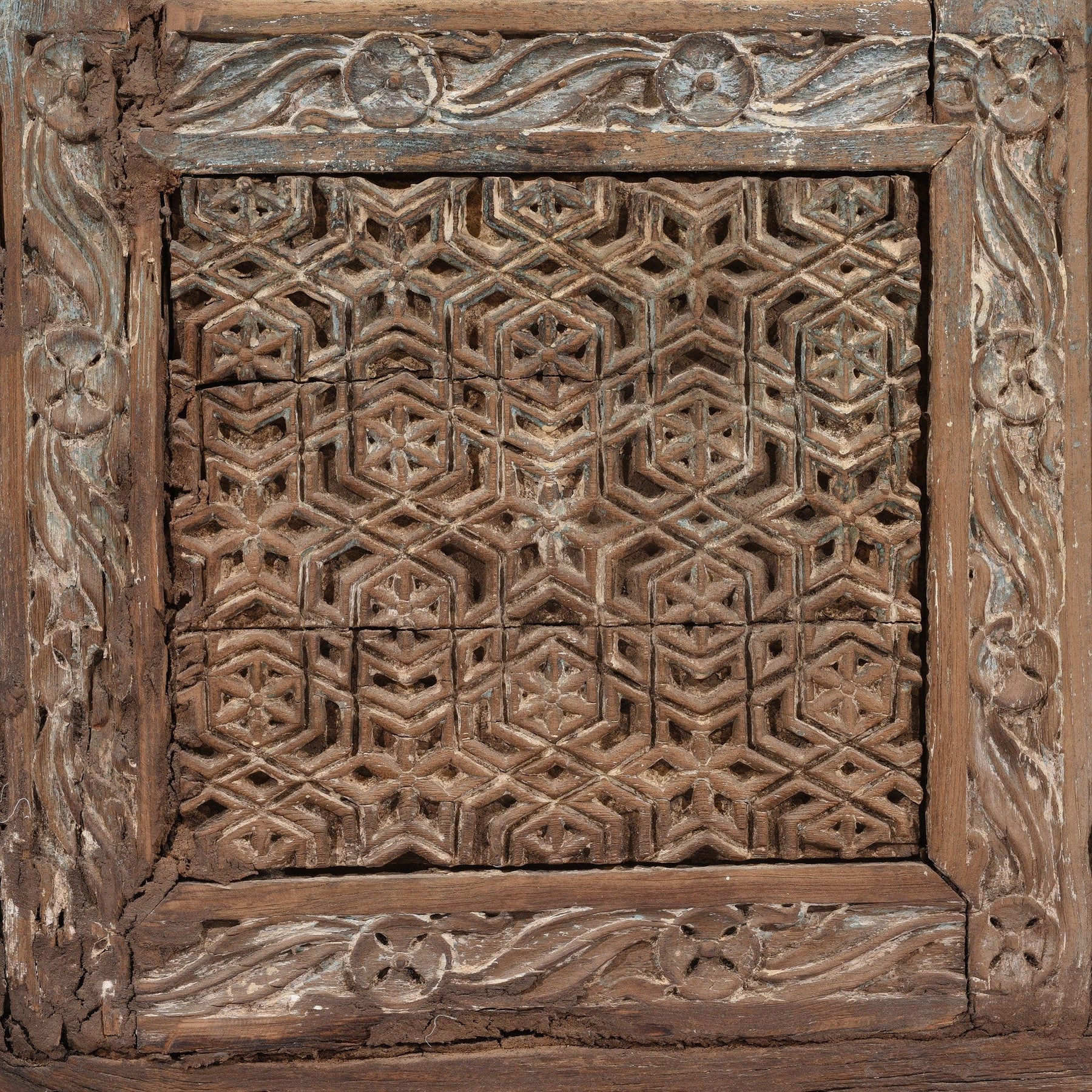 Painted Mirror Made From Old Window - 19thC