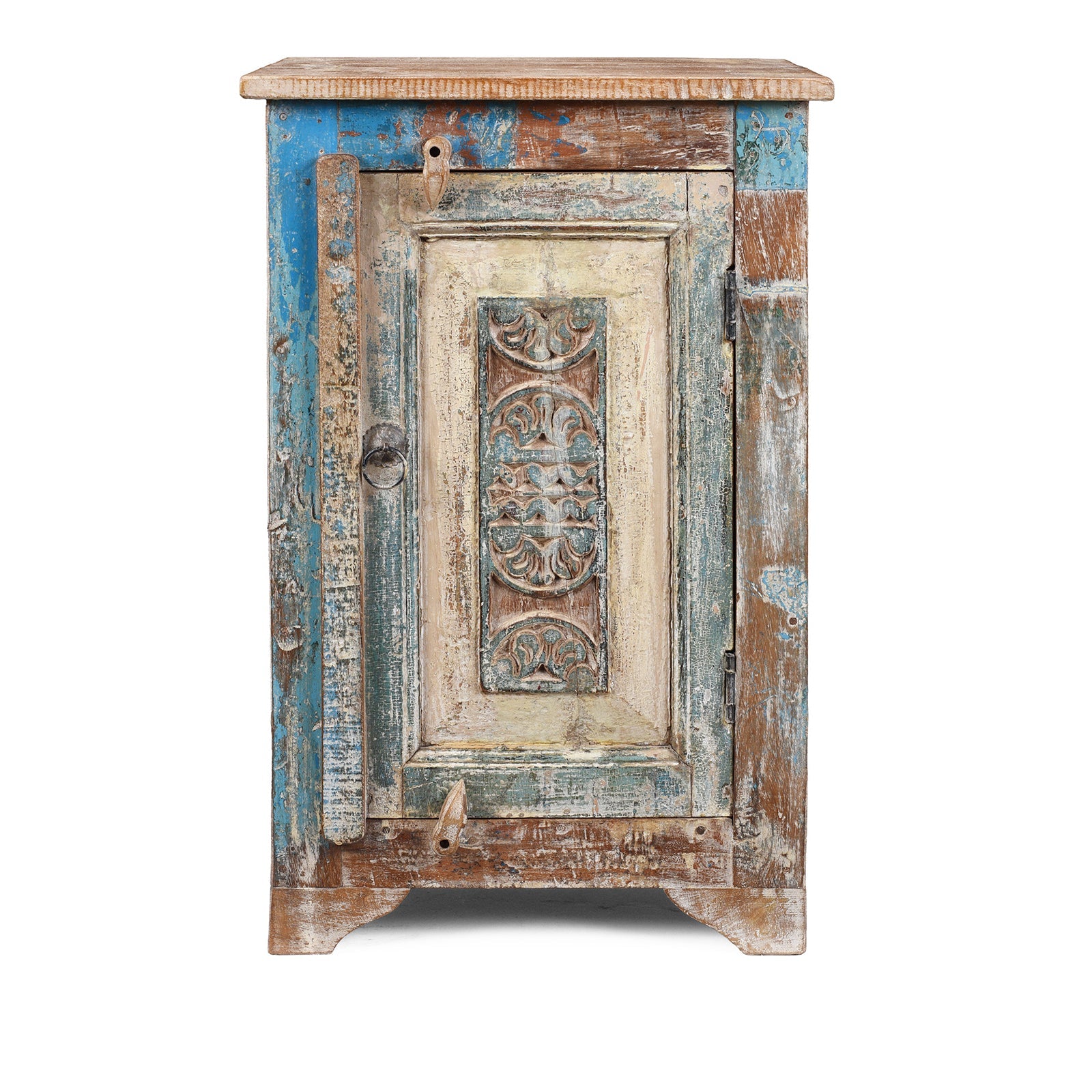 Bedside Cabinet Made From Reclaimed Carved Teak