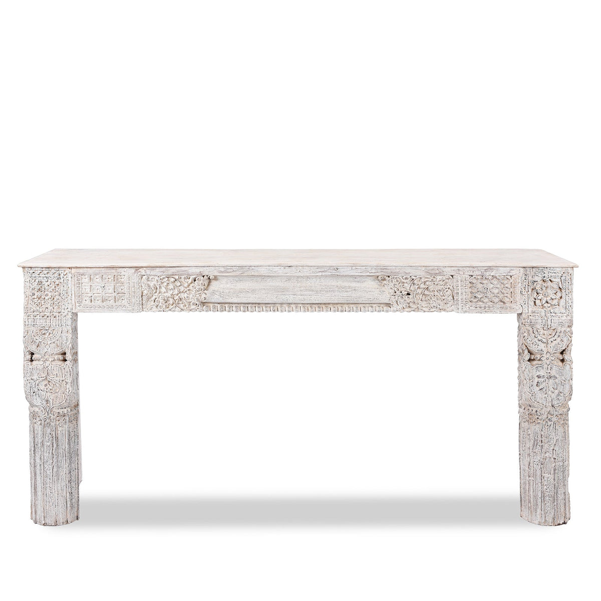 White Painted Console Table Made From Reclaimed Teak