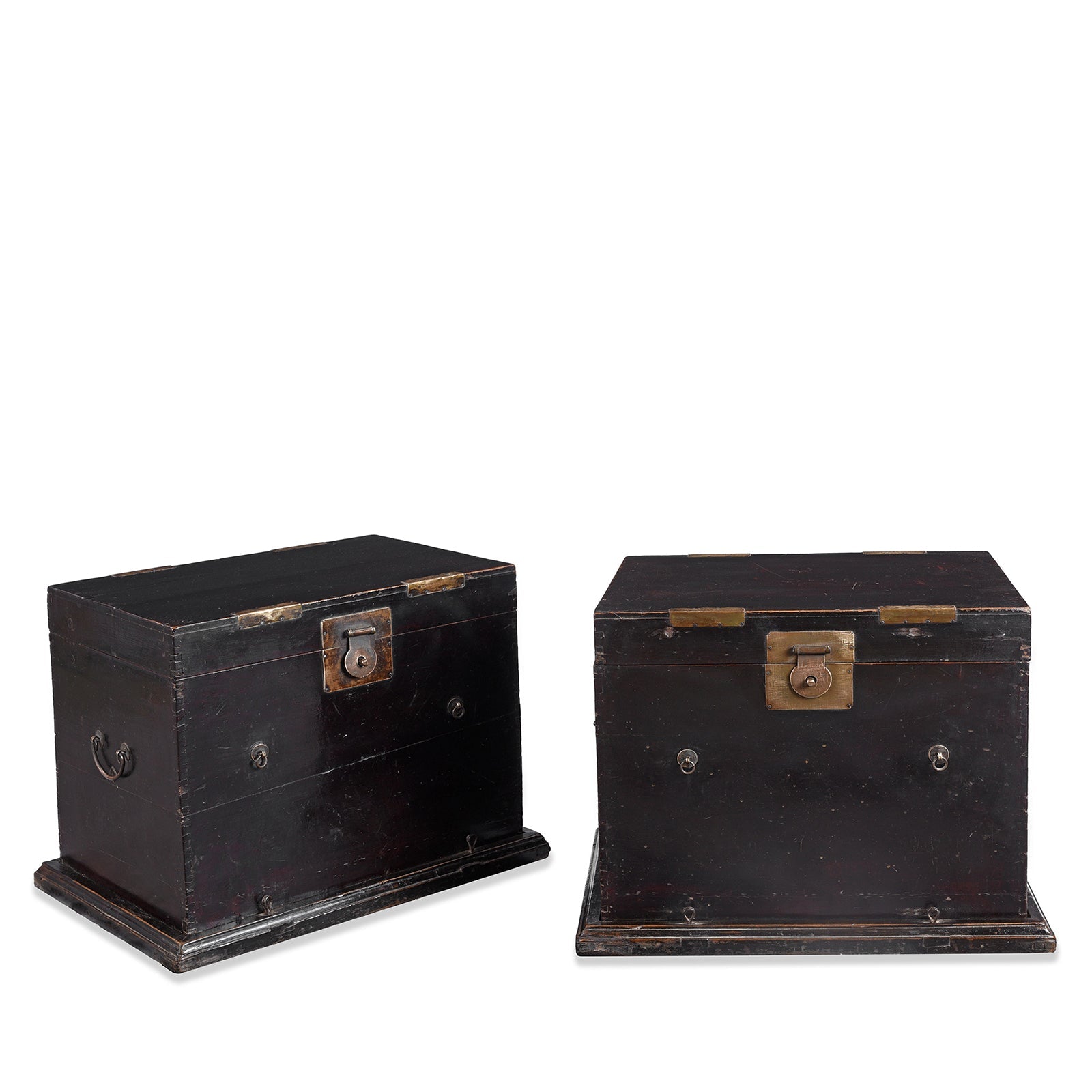 Pair Of Black Lacquer Camphor Chests - 19th Century