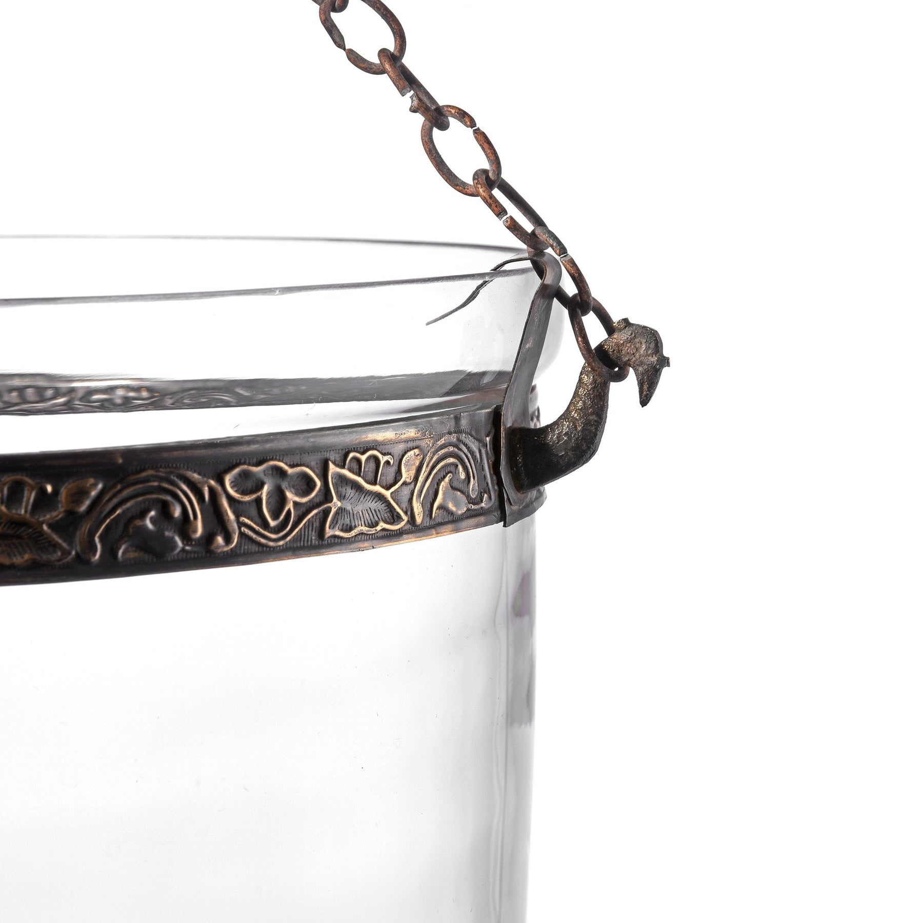 Engraved Glass Hundi Lantern With Single Fitting
