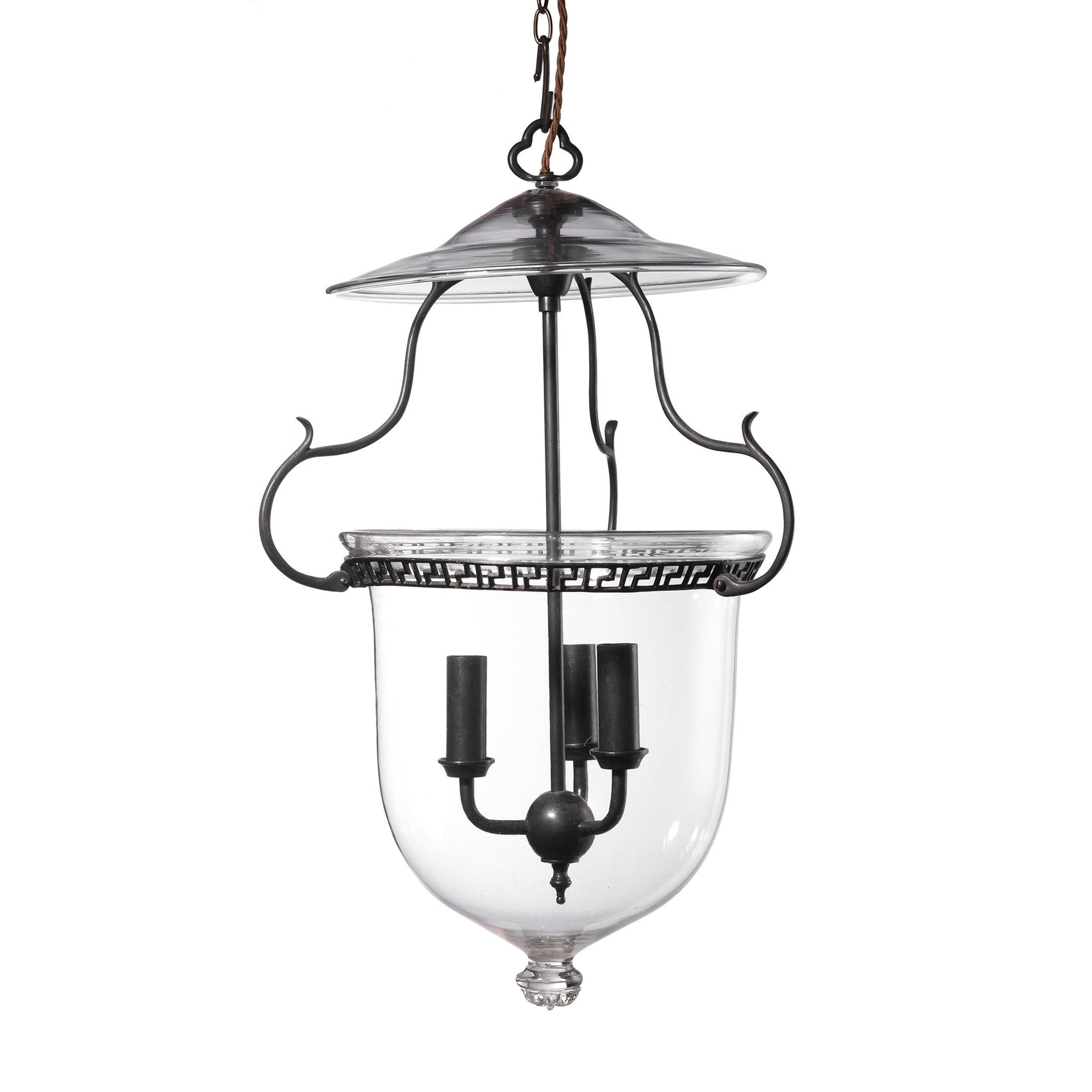Rare Glass Hundi Lamp With 3 Way Fitting - Mid 19thC
