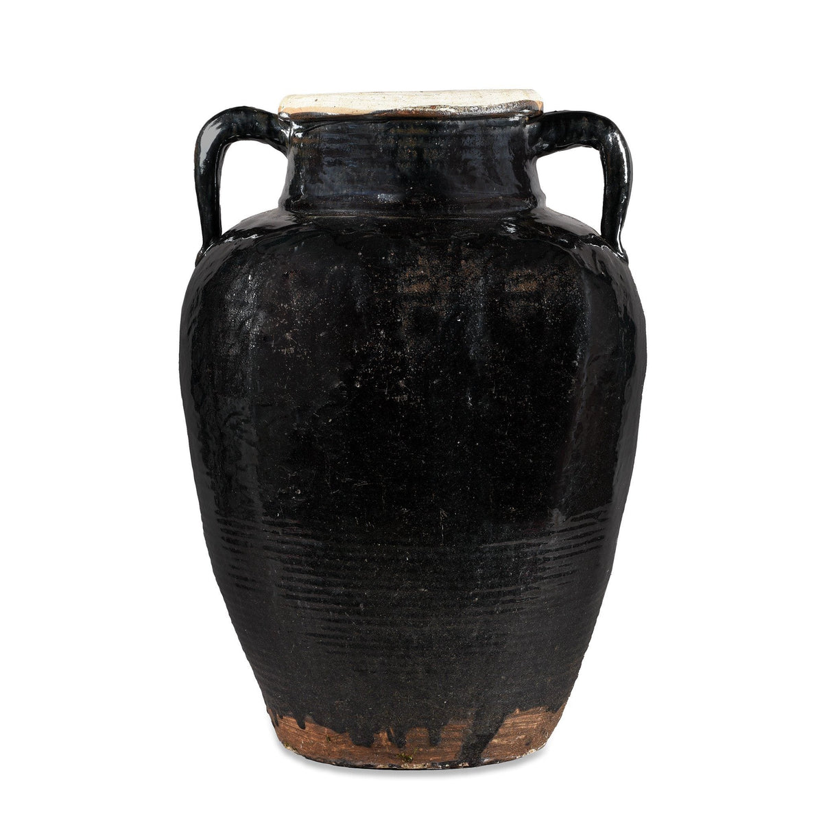 Black Glazed Stoneware Wine Jar From Hebei - 19th Century