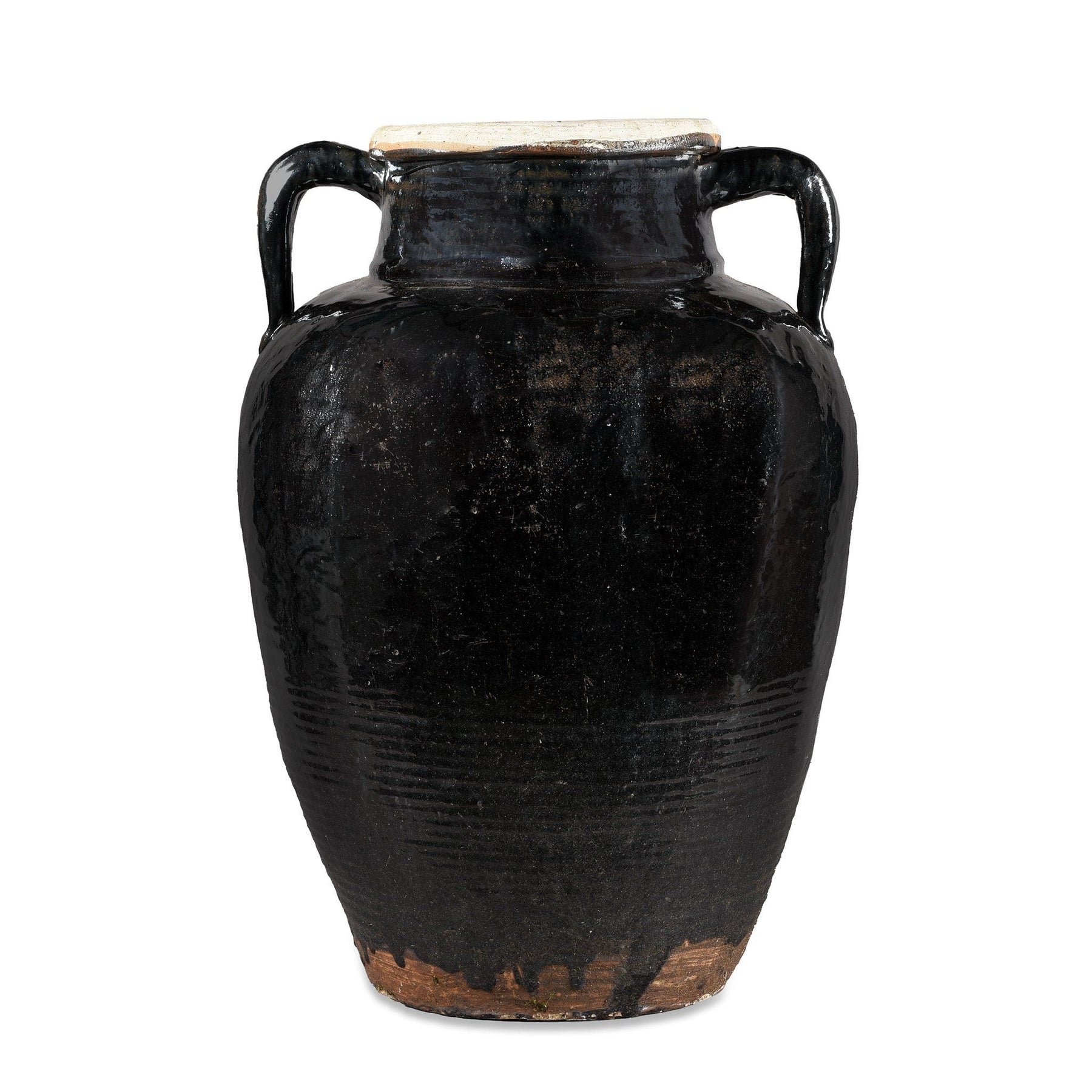 Black Glazed Stoneware Wine Jar From Hebei - 19th Century