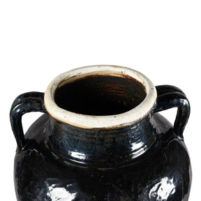 Black Glazed Stoneware Wine Jar From Hebei - 19th Century