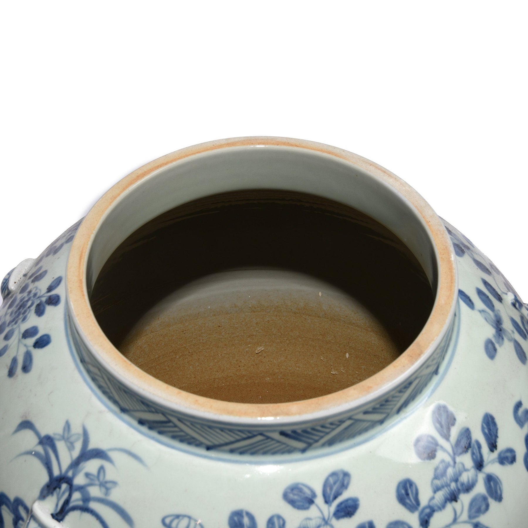 Blue & White Porcelain Tall Temple Jar & Cover