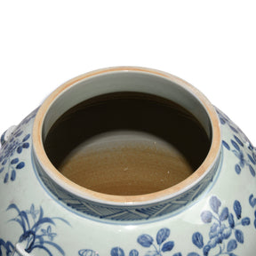 Blue & White Porcelain Tall Temple Jar & Cover