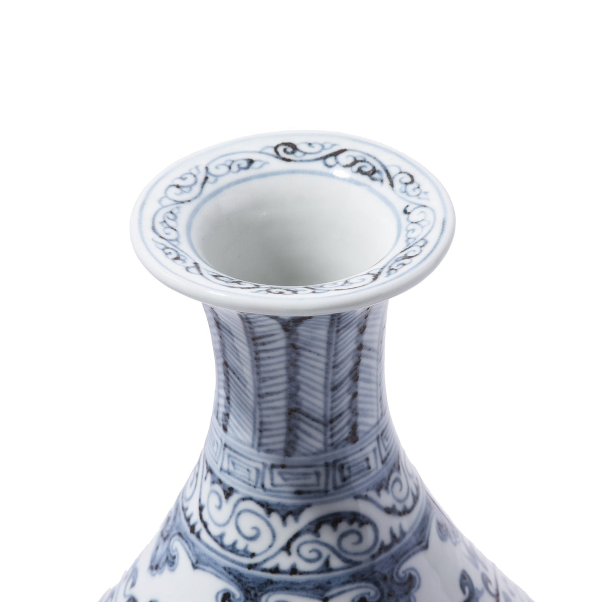 Blue & White Floral Porcelain Pear Shaped Vase