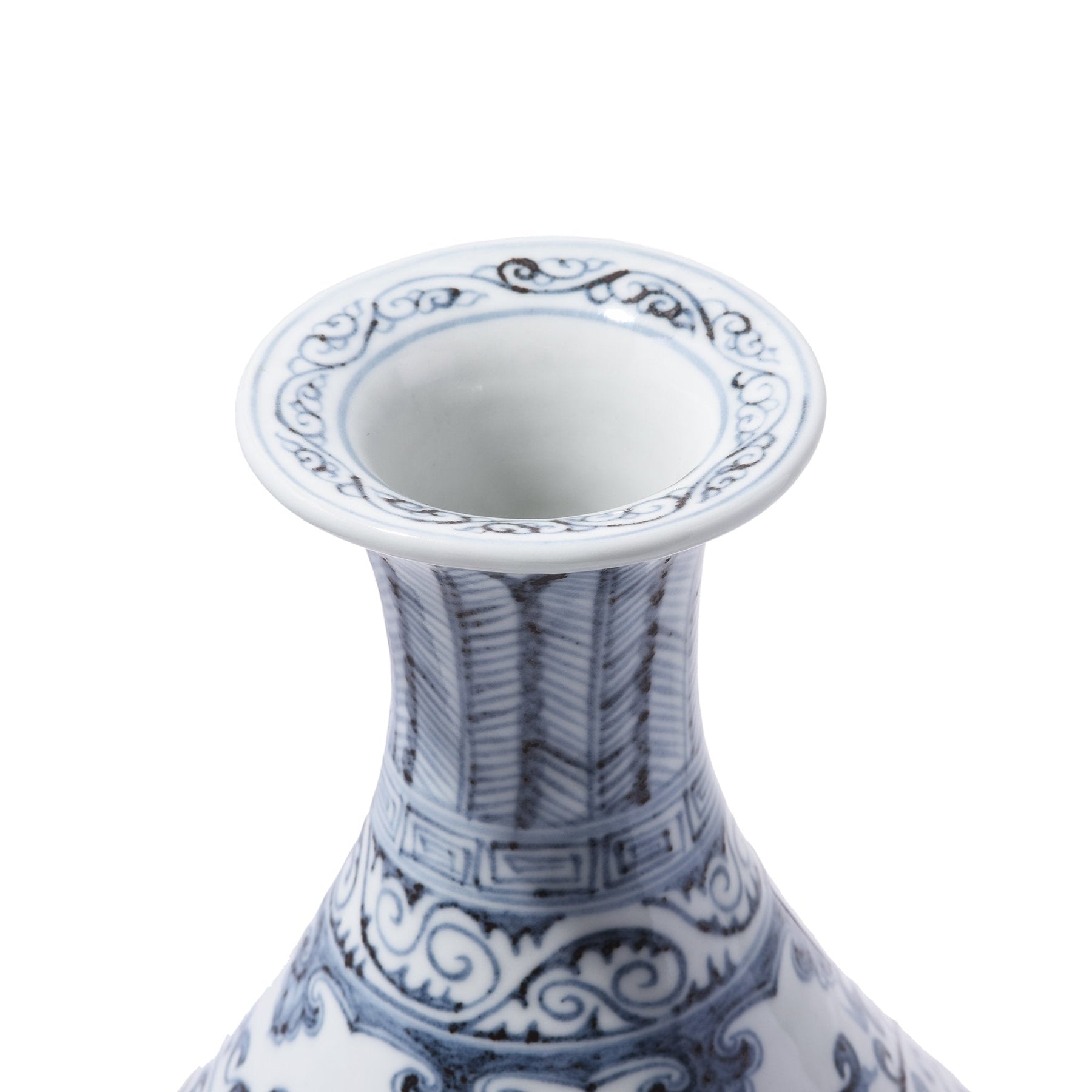 Blue & White Floral Porcelain Pear Shaped Vase