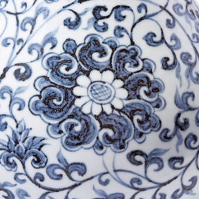 Blue & White Floral Porcelain Pear Shaped Vase