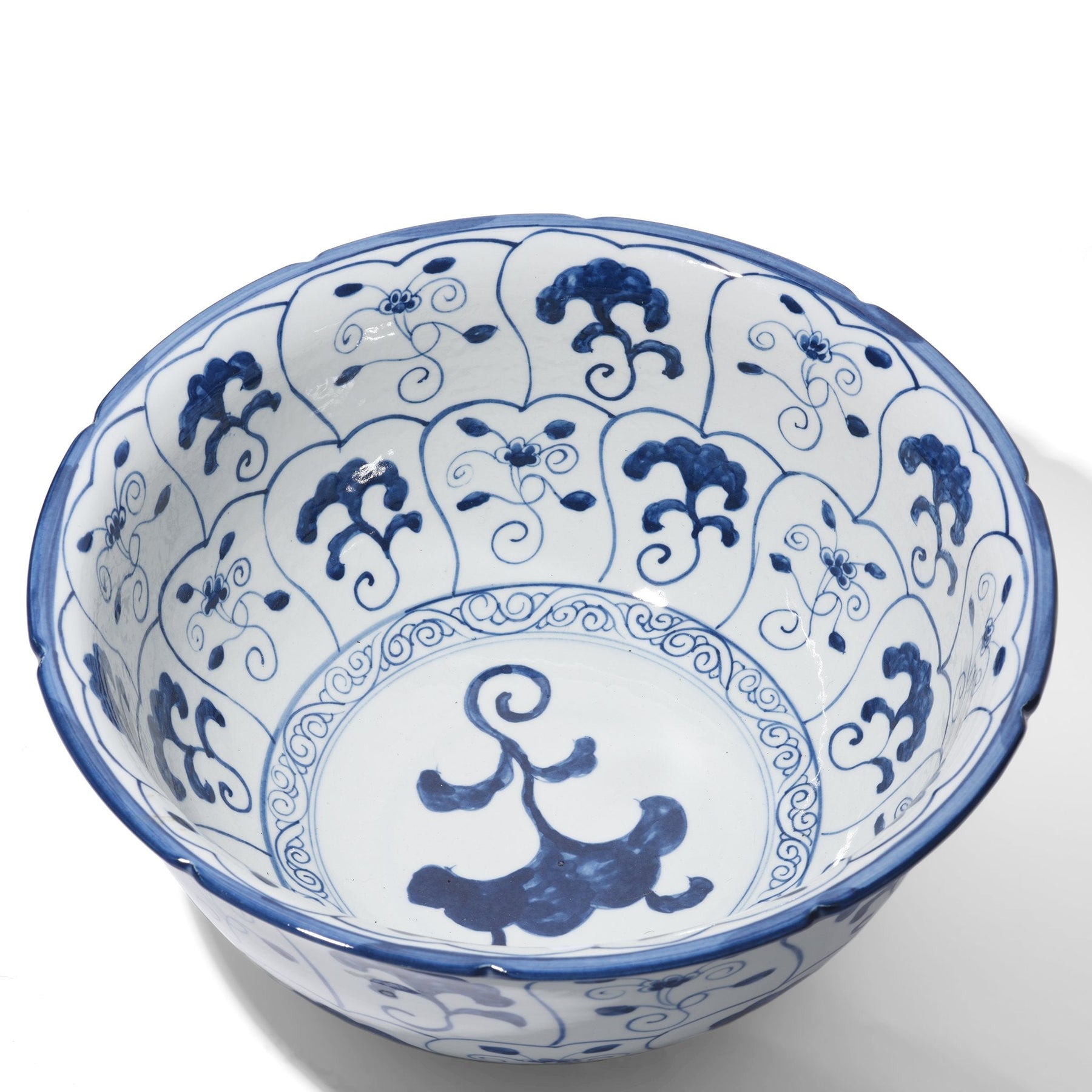 Blue & White Porcelain Bowl - Cloud Fungus Design