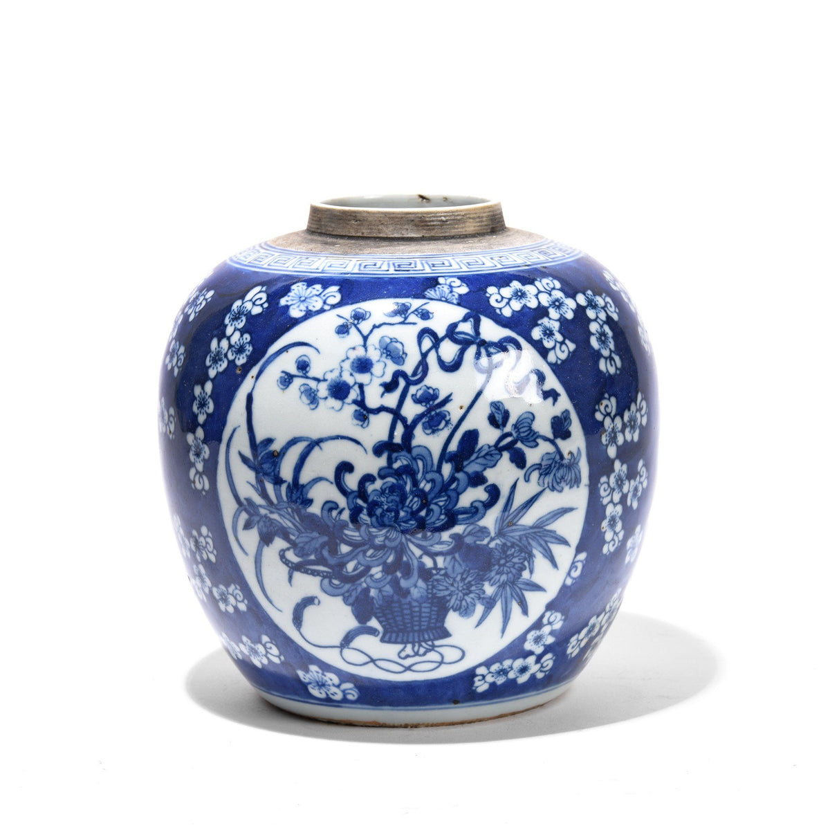 Blue & White Porcelain Ginger Jar - 17cm Diameter