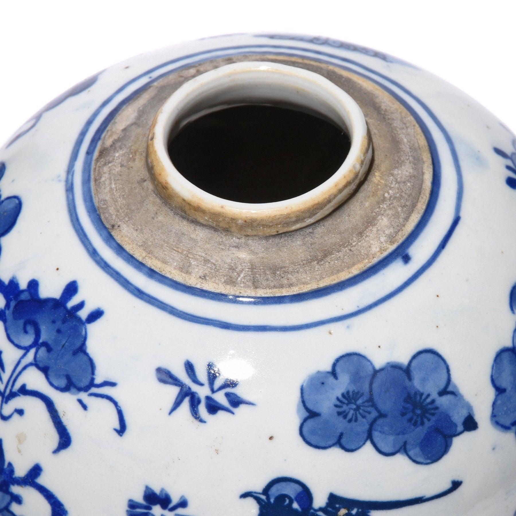 Blue & White Porcelain Ginger Jar - Birds & Flowers Design