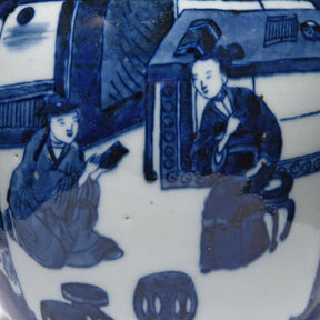 Blue & White Porcelain Ginger Jar - Couple in Cherry Blossom