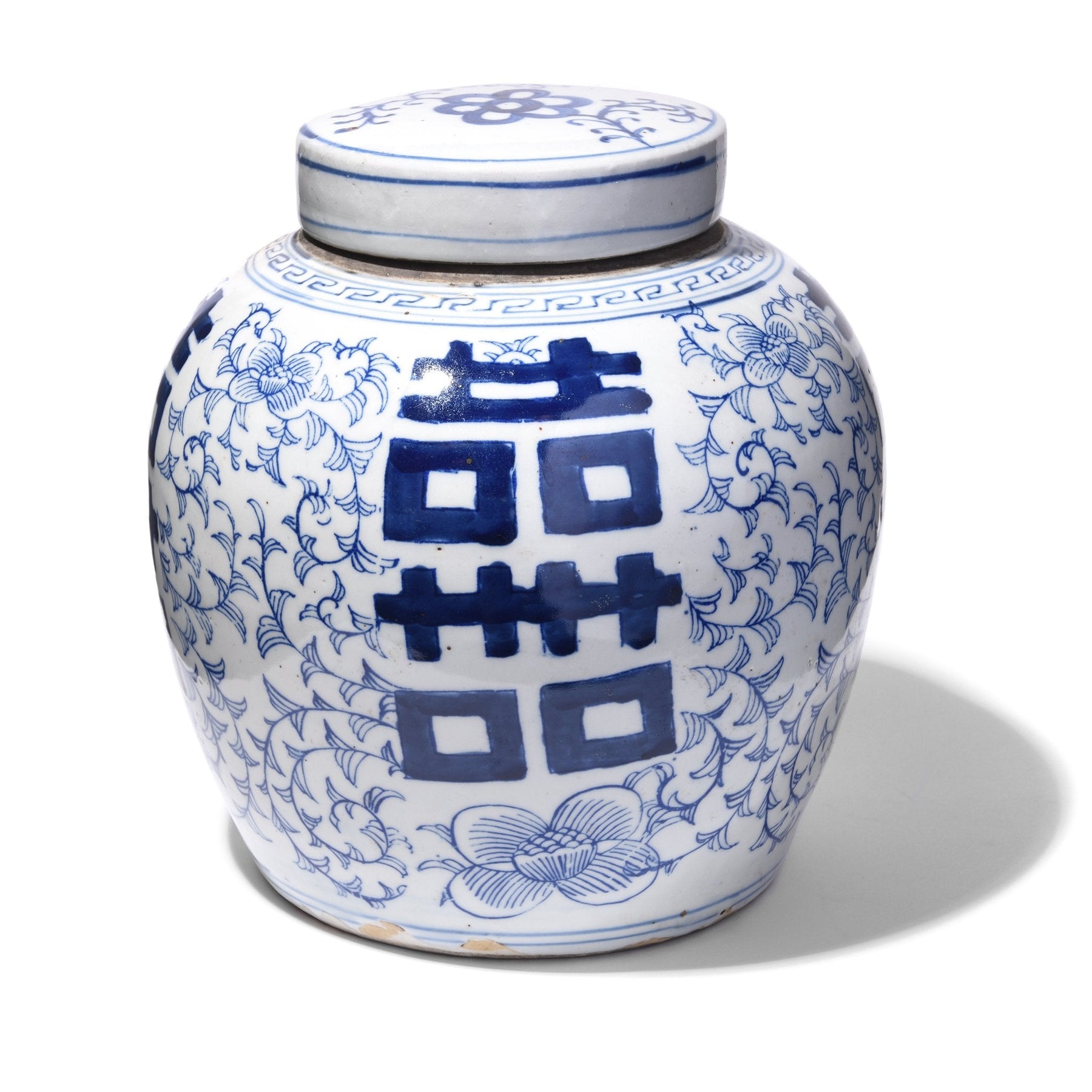 Blue & White Porcelain Ginger Jar - Double Happiness