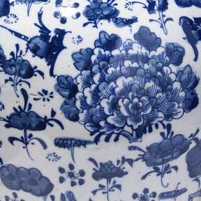 Blue & White Porcelain Ginger Jar - Peony & Butterfly Design