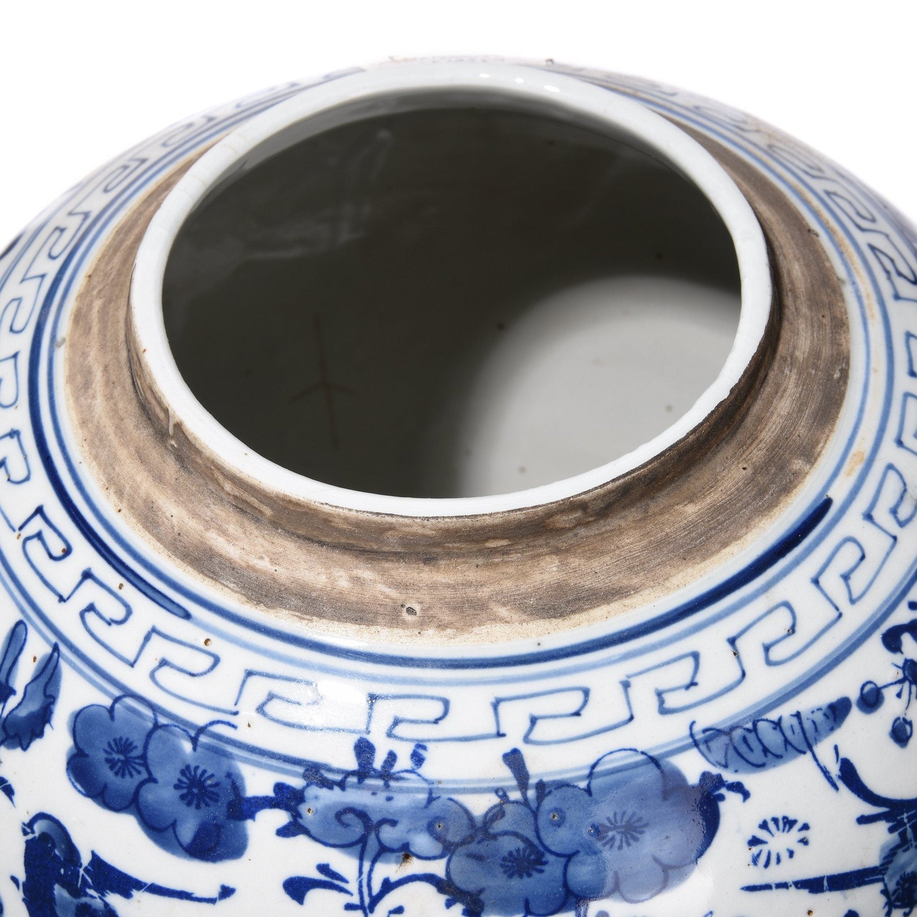 Blue & White Porcelain Ginger Jar - Peony & Butterfly Design