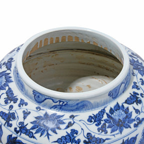 Blue & White Porcelain Jardinière - Peonies & Phoenix