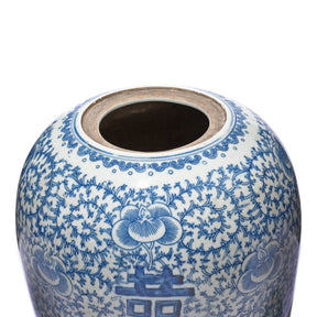 Blue & White Porcelain Rice Jar - Double Happiness Design