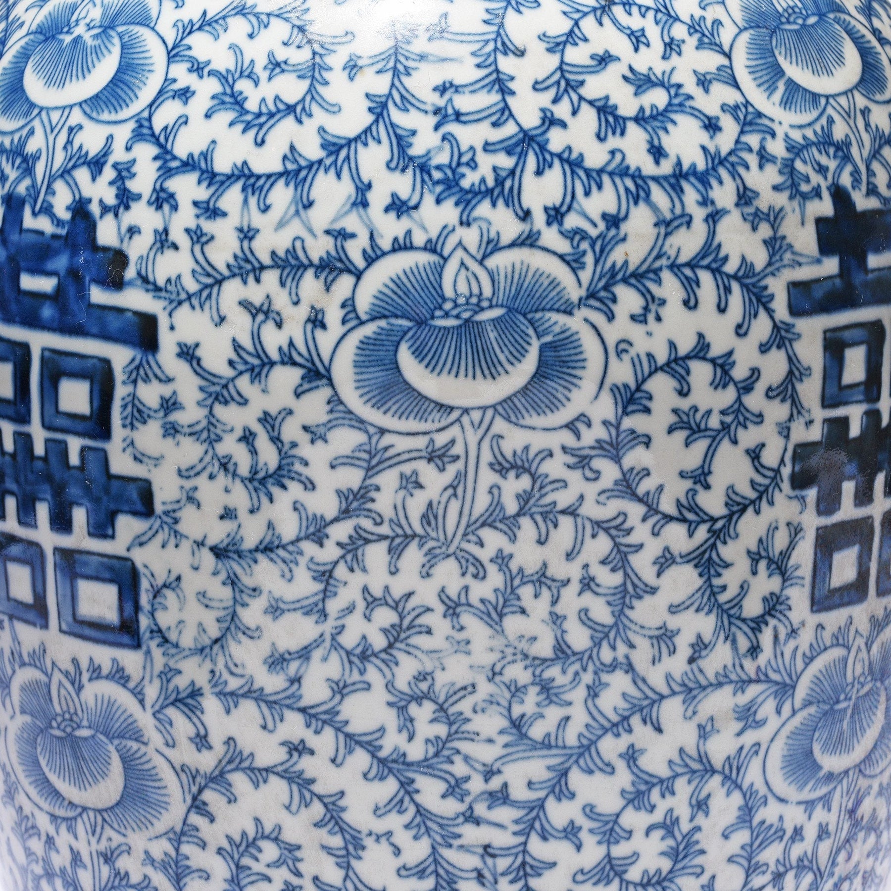 Blue & White Porcelain Rice Jar - Double Happiness Design