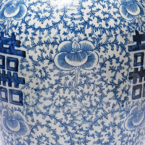 Blue & White Porcelain Rice Jar - Double Happiness Design