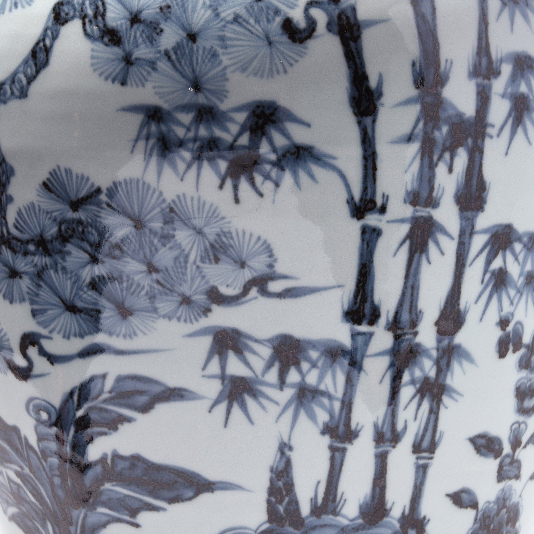 Blue & White Porcelain Temple Jar - Four Tree Design