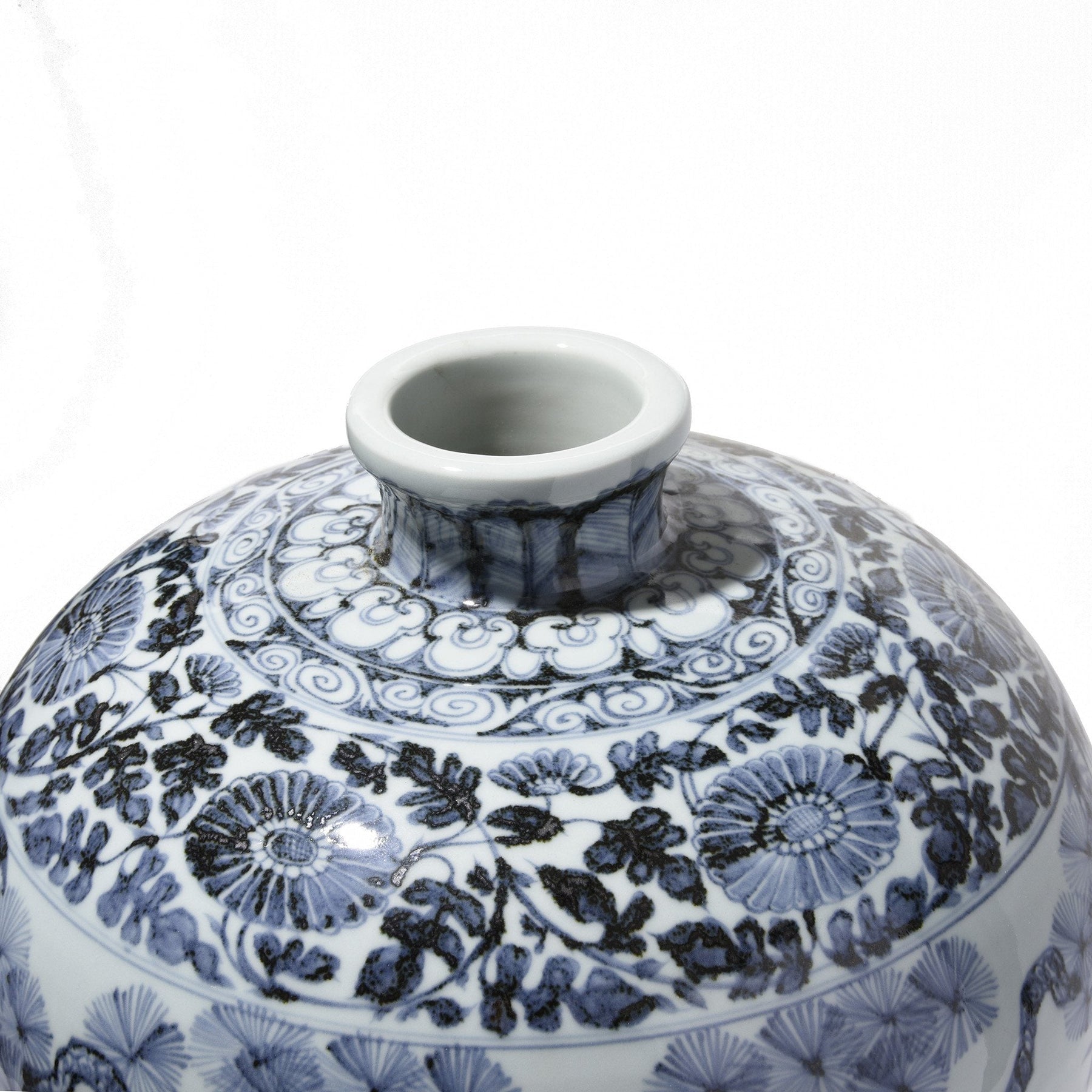 Blue & White Porcelain Temple Jar - Four Tree Design