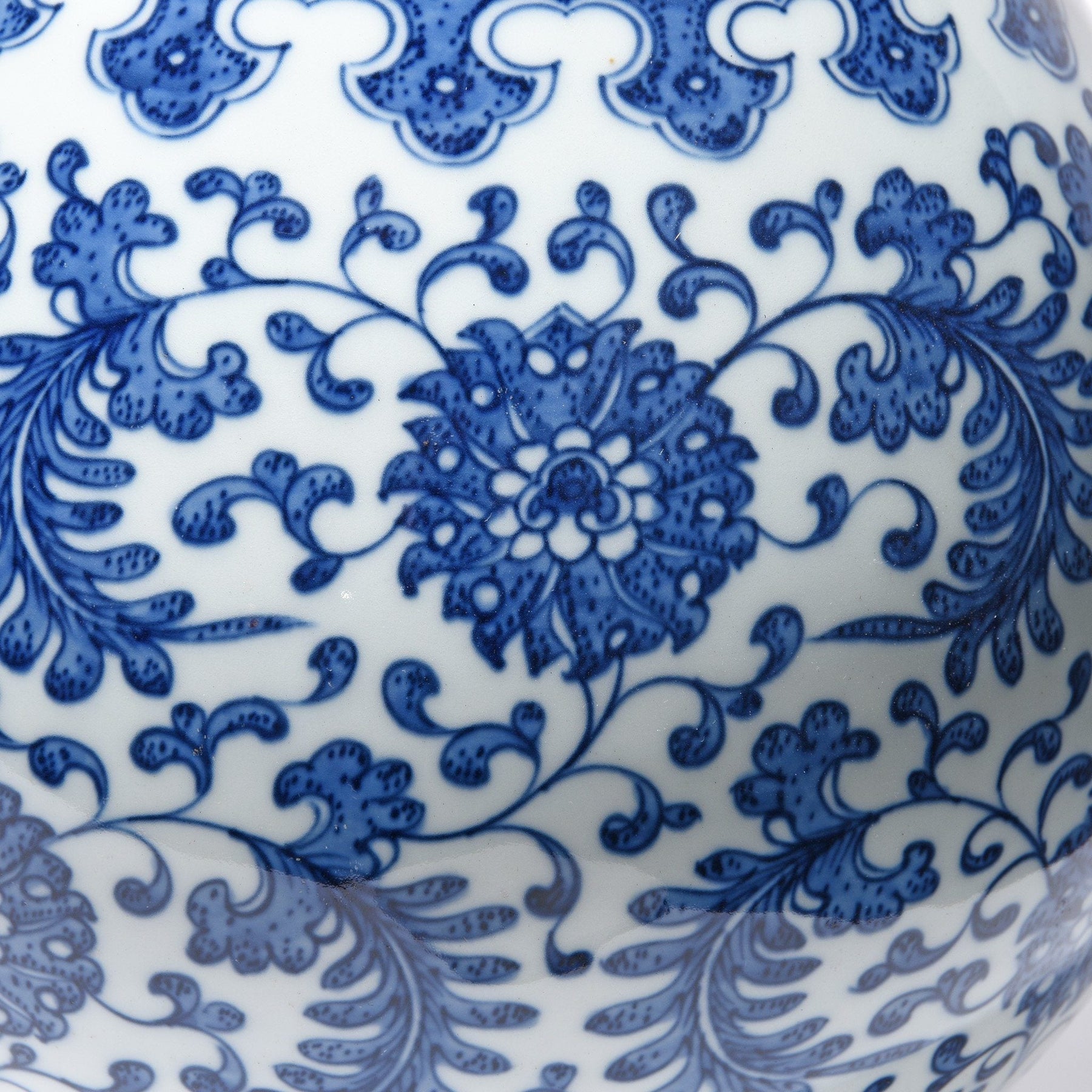 Blue & White Porcelain Trumpet Vase - Trailing Leaf Design