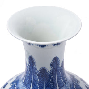 Blue & White Porcelain Trumpet Vase With Floral Design