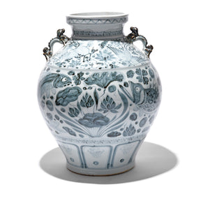 Blue & White Porcelain Wine Jar - Fish Design