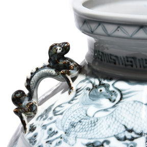 Blue & White Porcelain Wine Jar - Fish Design