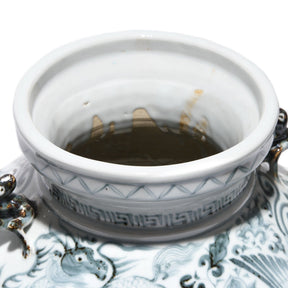 Blue & White Porcelain Wine Jar - Fish Design