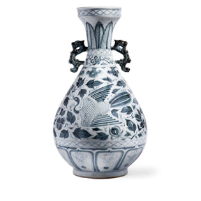 Blue & White Porcelain Yuhuchunping Vase - Phoenix Design