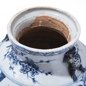 Blue & White Wine Jar Vase - Cherry Tree Design