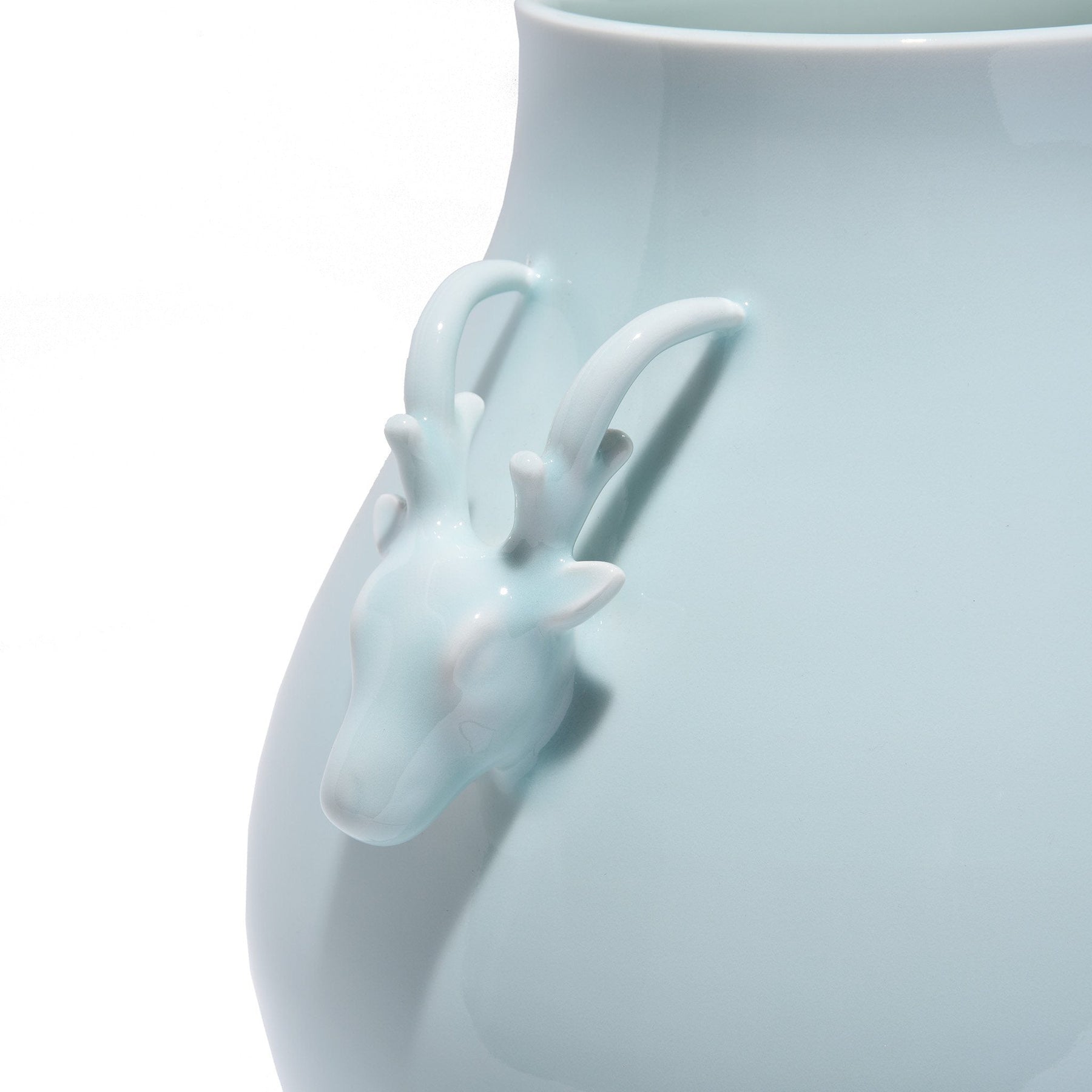 Celadon Porcelain Deer Handle Vase