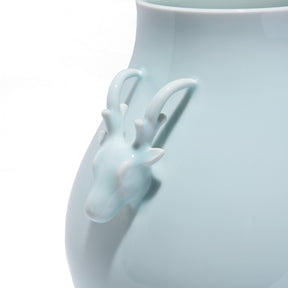 Celadon Porcelain Deer Handle Vase